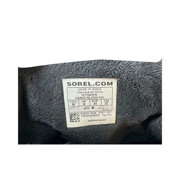 Sorel Fancy Lace II Black Oiled Suede Leather Winter Snow Duck Boots Size 10 - Picture 5 of 16